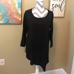 Larry Levine Long Sleeve Black Asymmetrical Top